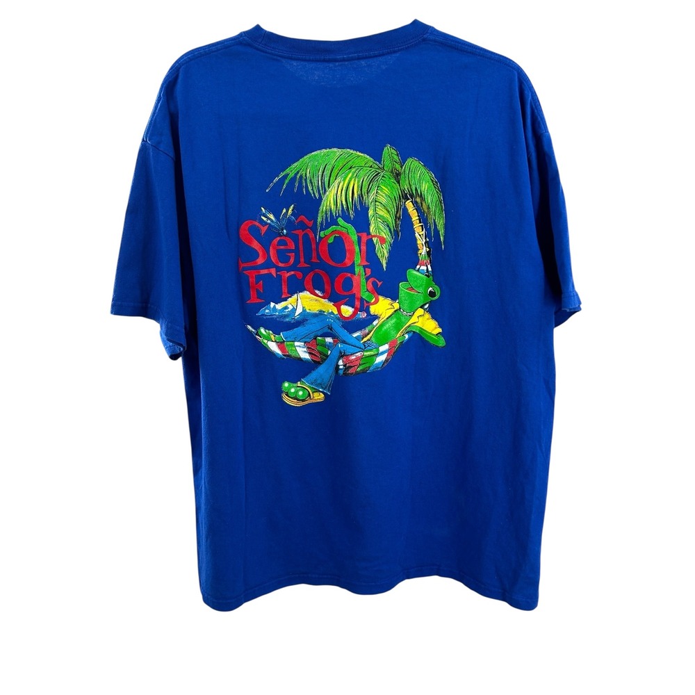 Señor Frogs Nassau‎ Bahamas Graphic T Shirt Mens XL Blue Palm Tree